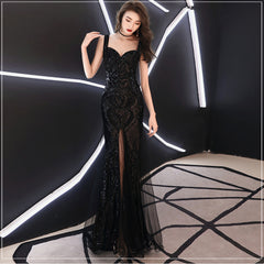 Toast Dress Red Bridal Fishtail Long Dress Sequin Sling Evening Dress Banquet