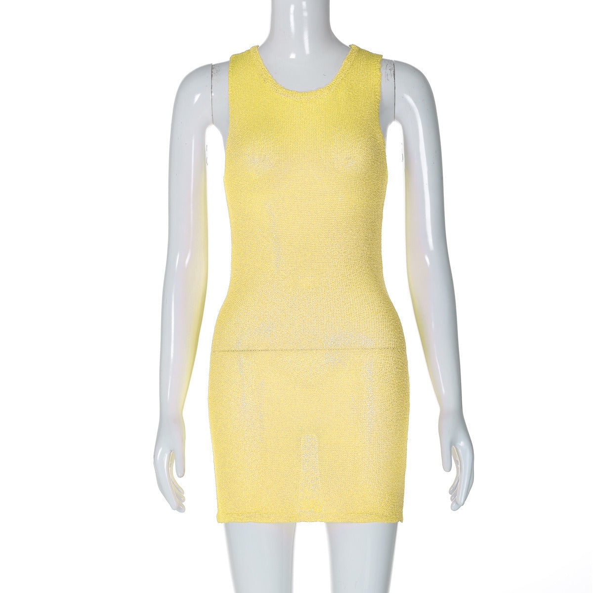 sexy slim fit round neck sleeveless woolen dress