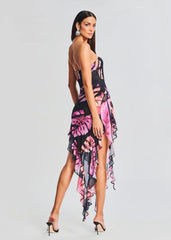 Slim slim dress printed backless sexy irregular tube top skirt