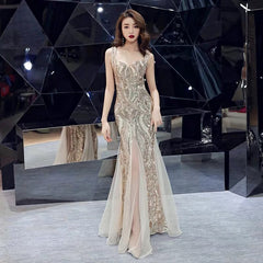 Toast Dress Red Bridal Fishtail Long Dress Sequin Sling Evening Dress Banquet