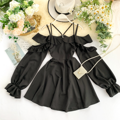 Chic A line long sleeves summer dress