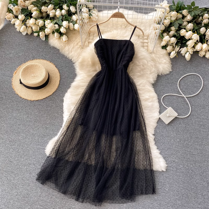 Vestido de verano negro de corte A