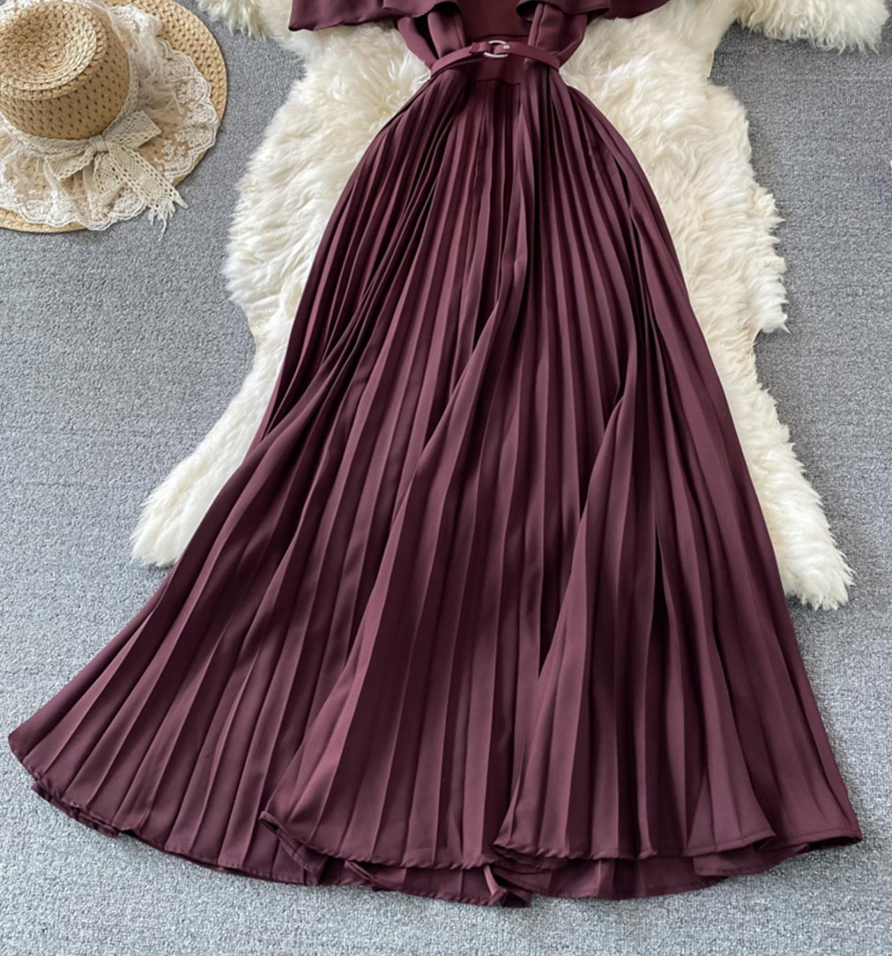 Cute A line dress off shoulder dress maxi dress