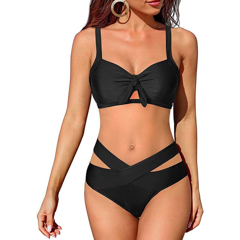 Women High Waisted Bathing Suits Tummy Control Push Up Two-Piece Bikini Set Swimsuits