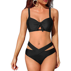 Trajes de baño de cintura alta para mujer, conjunto de bikini de dos piezas con efecto push up y control de abdomen