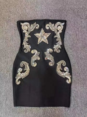 Strapless Studded Diamond Sequin Bandage Dress