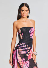 Slim slim dress printed backless sexy irregular tube top skirt