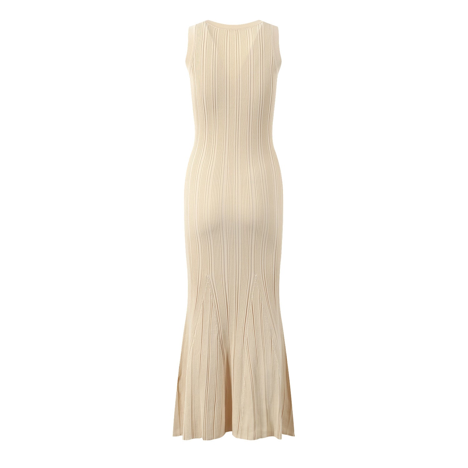 French socialite temperament elegant slim fit and slimming round neck single breasted sleeveless knitted dress long skirt