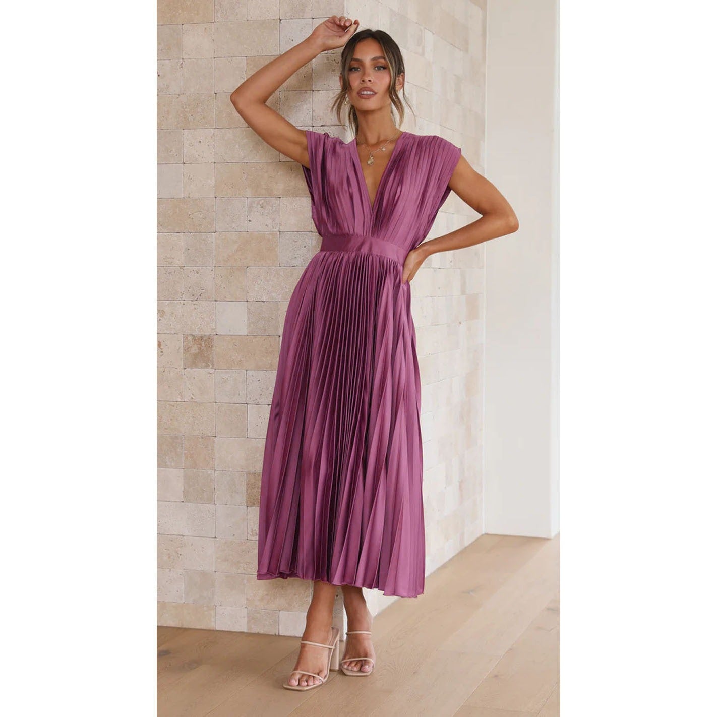 Spring/Sexy Pleated Dress INS Casual Loose Zipper Sleeveless Dress