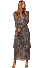 long skirt, elegant commuting black printed high waist long skirt dress