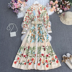 retro printed long maxi dress