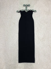 Bandage dress rhinestone flower long dress red carpet dress