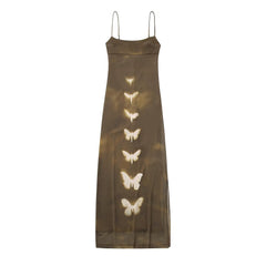 Designer Butterfly Women Sexy Bodycon Fitness Slim Midi Long Club Night Dresses