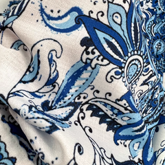 Printed Balloon Sleeve V-neck Dress