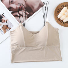 Ice Silk Seamless Padded Push-Up Sling Vest