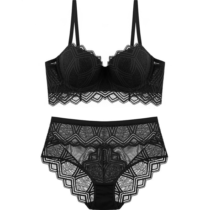 Embroidery Lace Hollow Lingerie Set