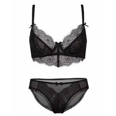 Dessous-Set aus Spitze mit 3/4-Cup-Stickerei und Raffung