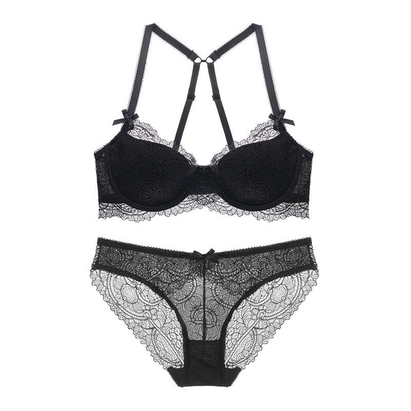 Lace Push-Up Bra Set With Adjustable Straps