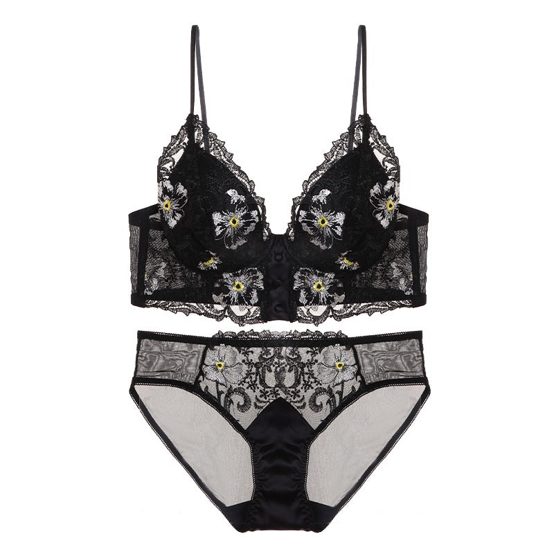 Embroidery Lace French Wireless Bralette Set