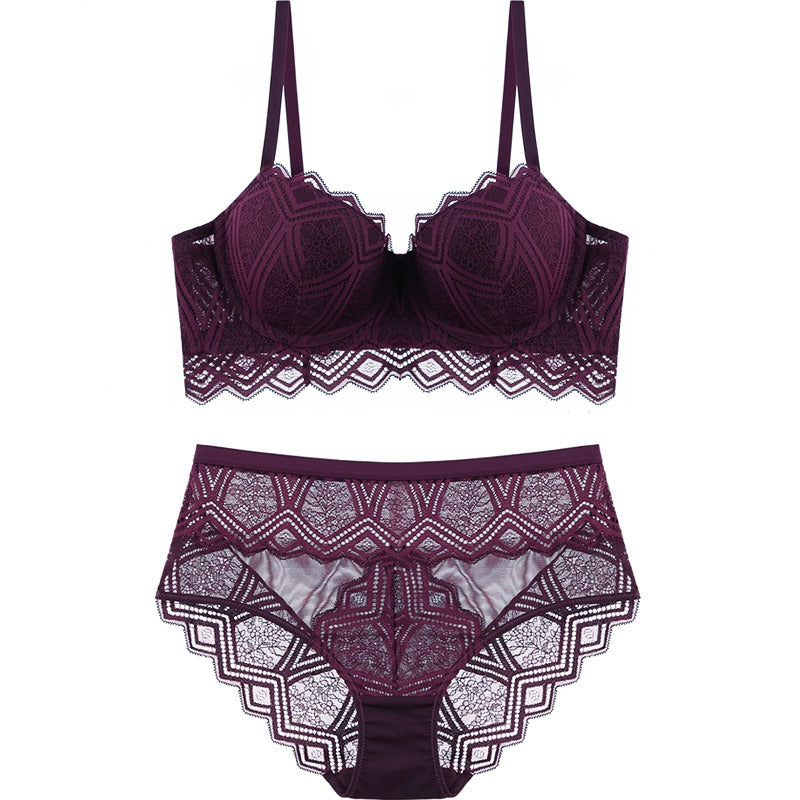 Embroidery Lace Hollow Lingerie Set