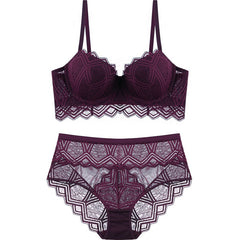 Embroidery Lace Hollow Lingerie Set