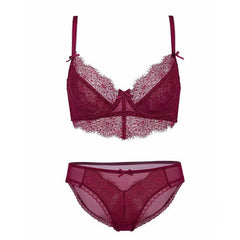 Dessous-Set aus Spitze mit 3/4-Cup-Stickerei und Raffung