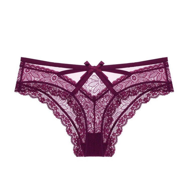 Lace Low-waist Transparent Briefs For Women