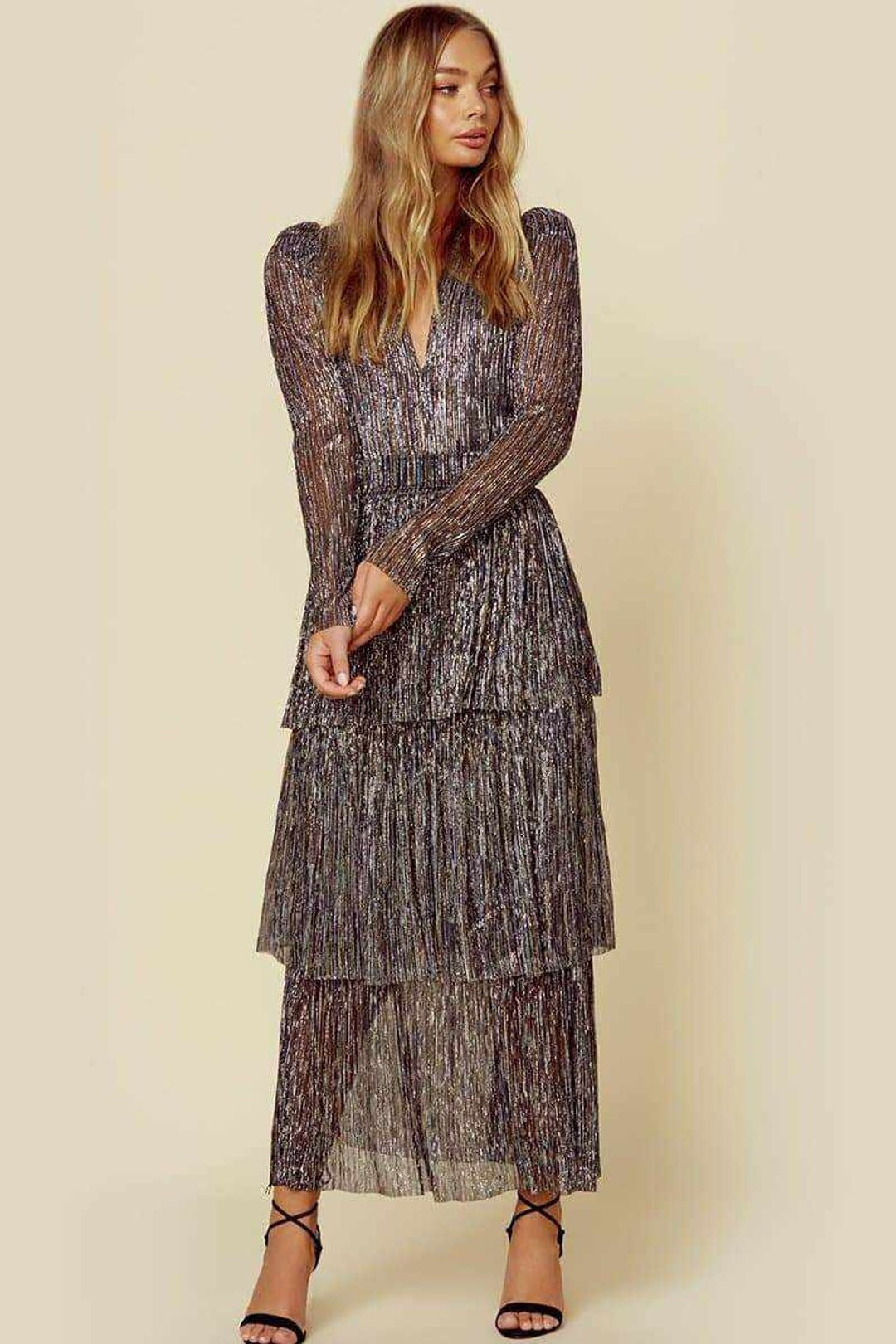 long skirt, elegant commuting black printed high waist long skirt dress