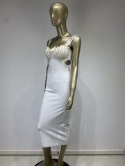 Bandage dress European and American sexy diamond chain halter skirt party party dress