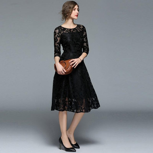 Spring England Style Luxury Elegant Slim Ladies Party Dress