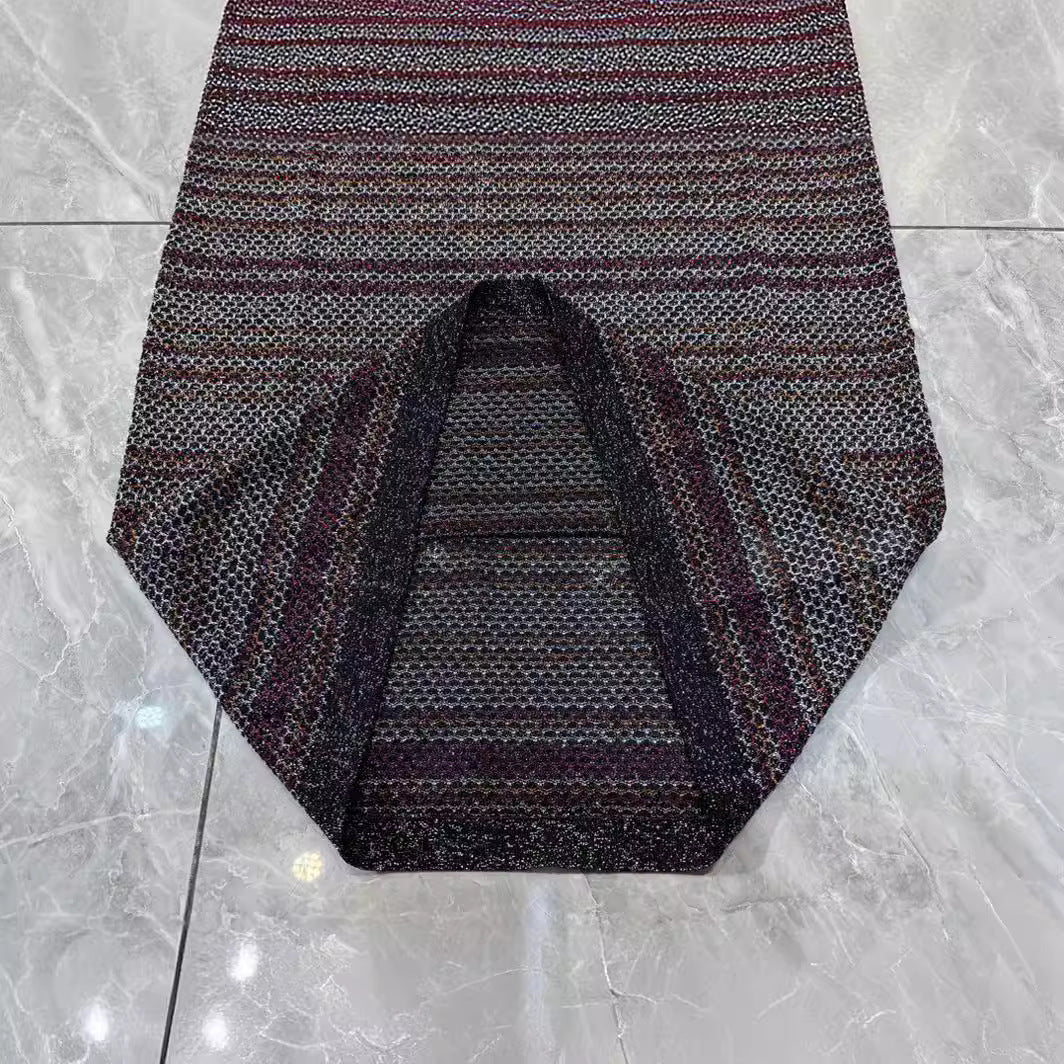 elegant jacquard striped sleeveless knitted vest suspender dress