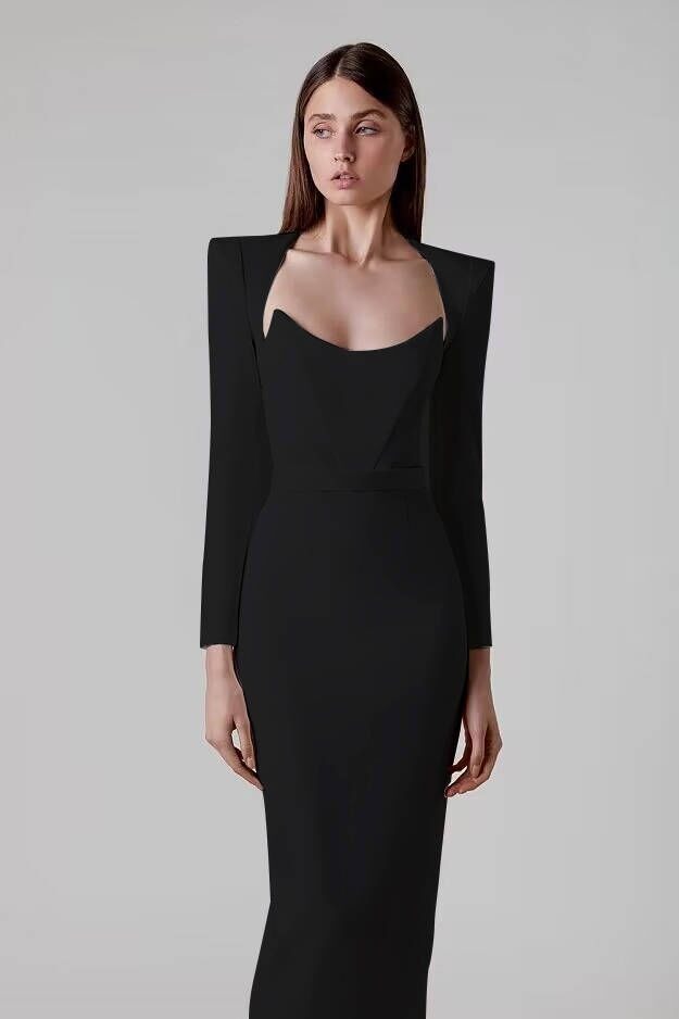 Beauty Sexy Temperament Simple Bandage Dress Long Dress