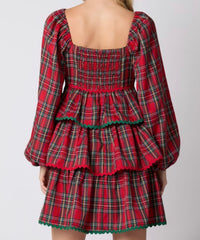 Christmas Plaid Tiered Dress