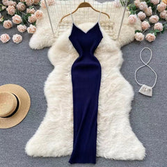 Sexy Package Hips Slim Elastic Knit Bodycon Dress Female