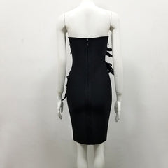 European and American tube top feather design backless dress bandage skirt
