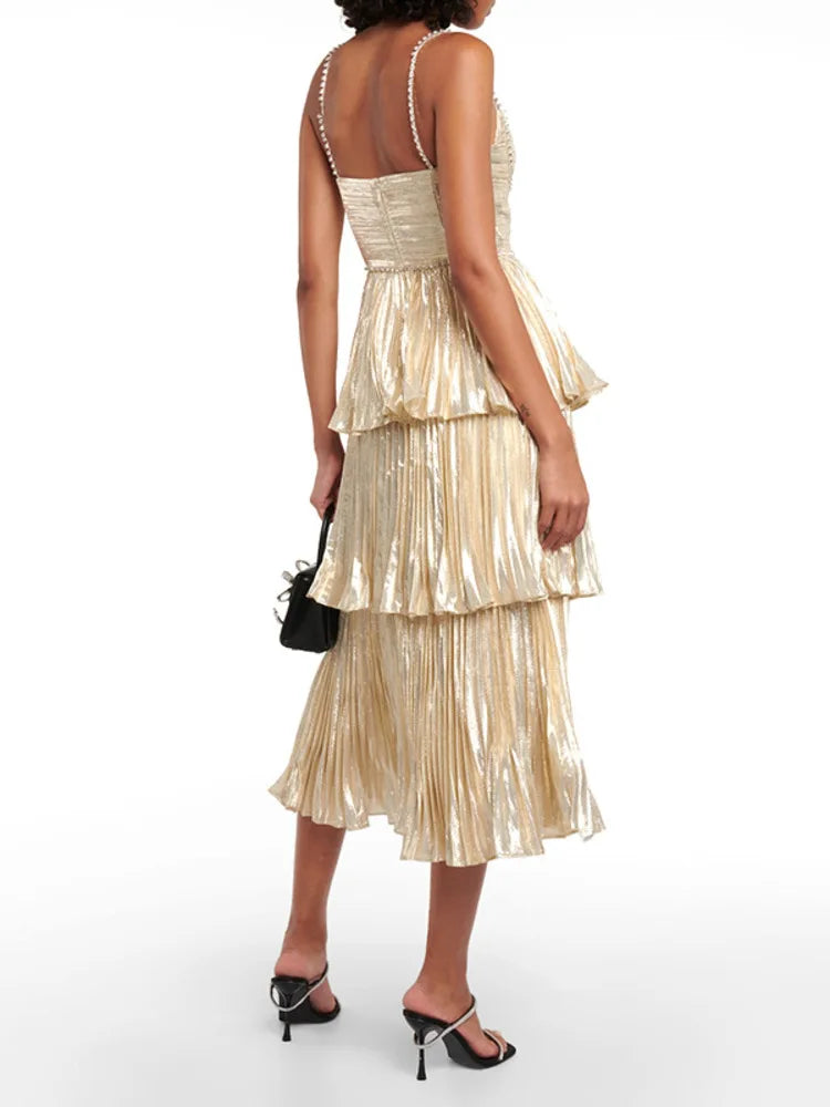 Festival Women Pleated Dress Models Jazz Costume Backless Y2k Clothes Latin Ruffle Urban Dance Kpop Stage Dress