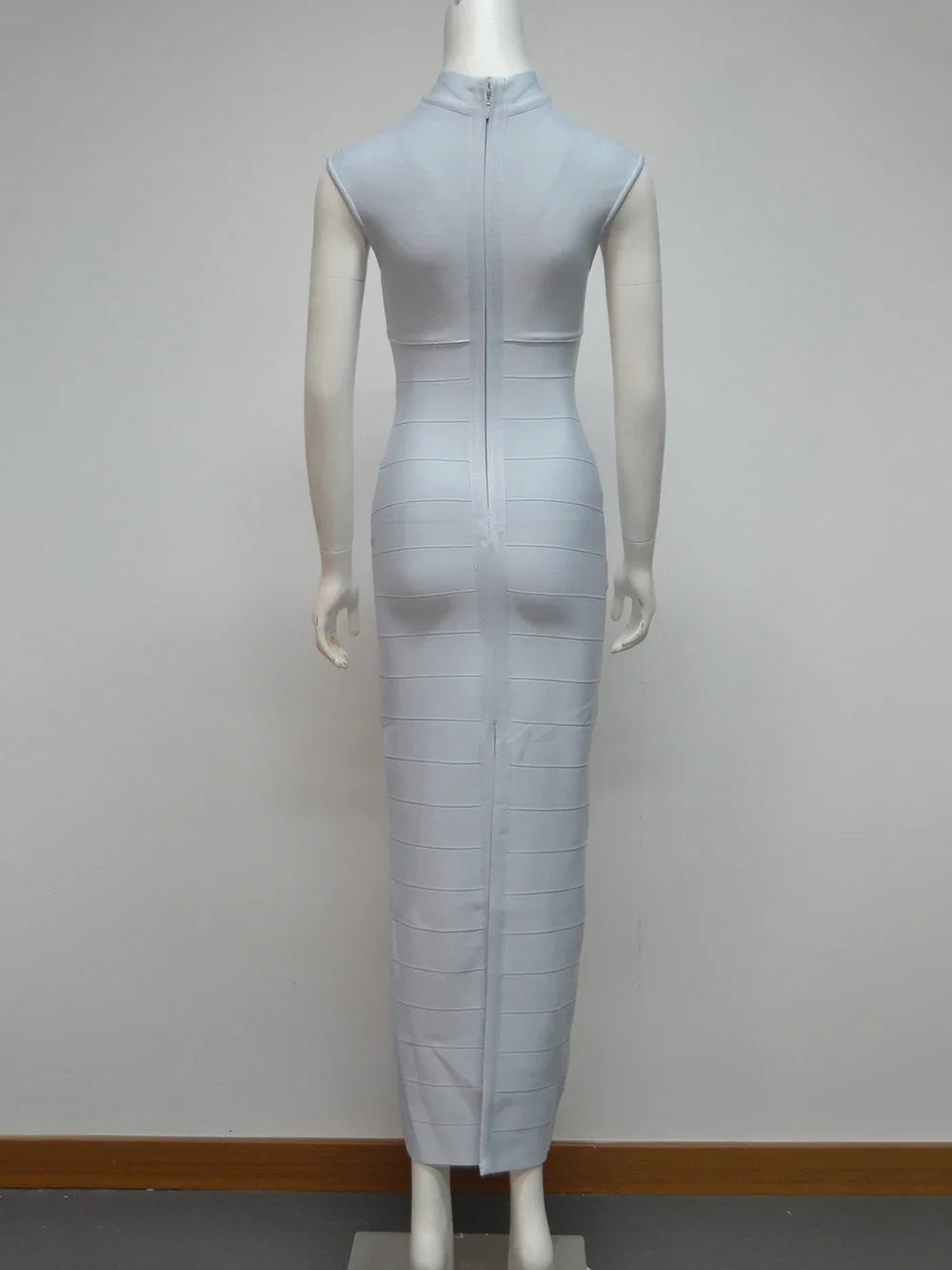 Sleeveless Stand Collar Hollow Bodycon Celebrity Party Club Maxi Dress