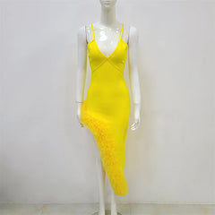 Women Spaghetti Strap Bandage Dress Sexy Pacthwork Clothes Club Party Celebrity Elegant Dresses