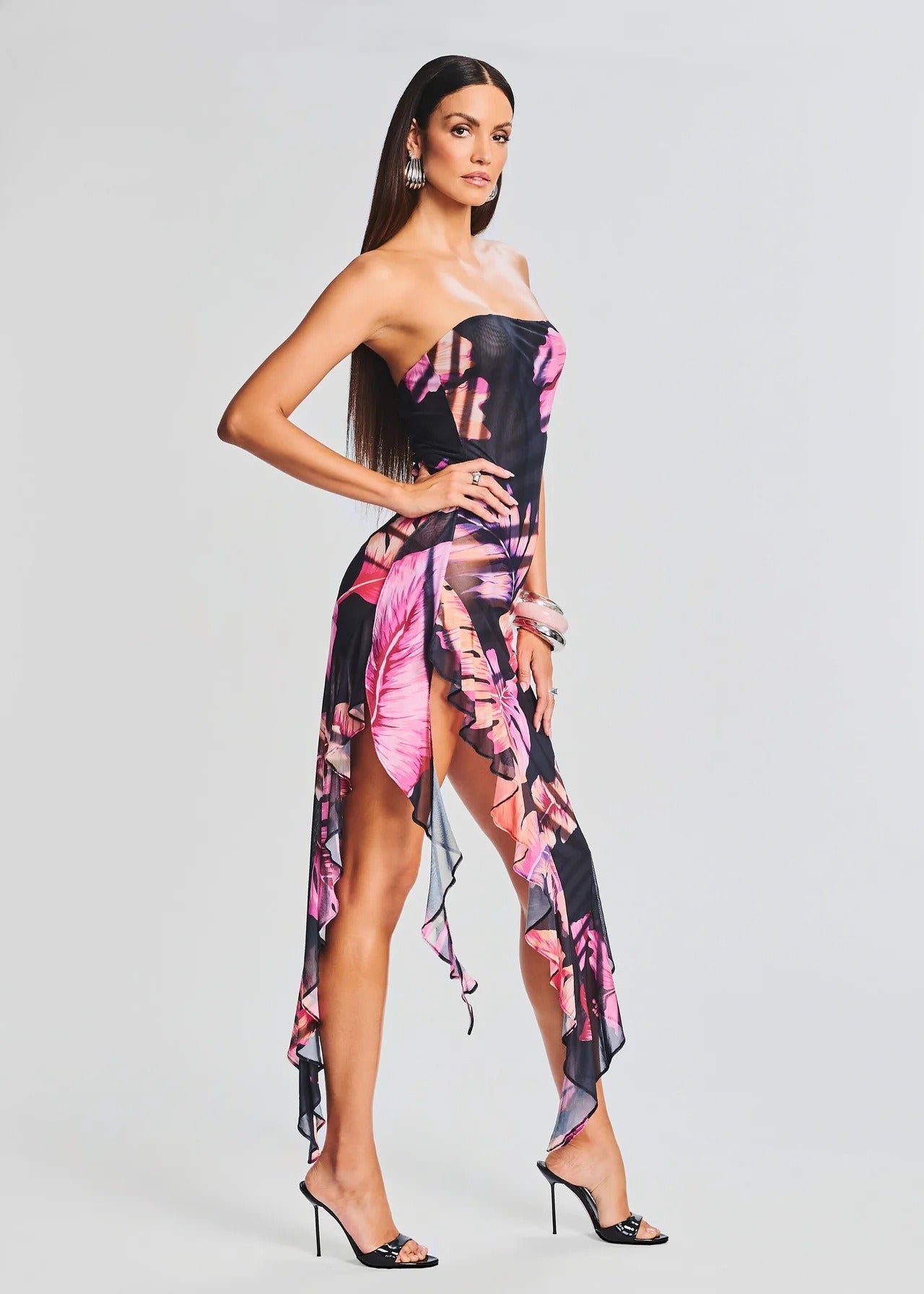 Slim slim dress printed backless sexy irregular tube top skirt