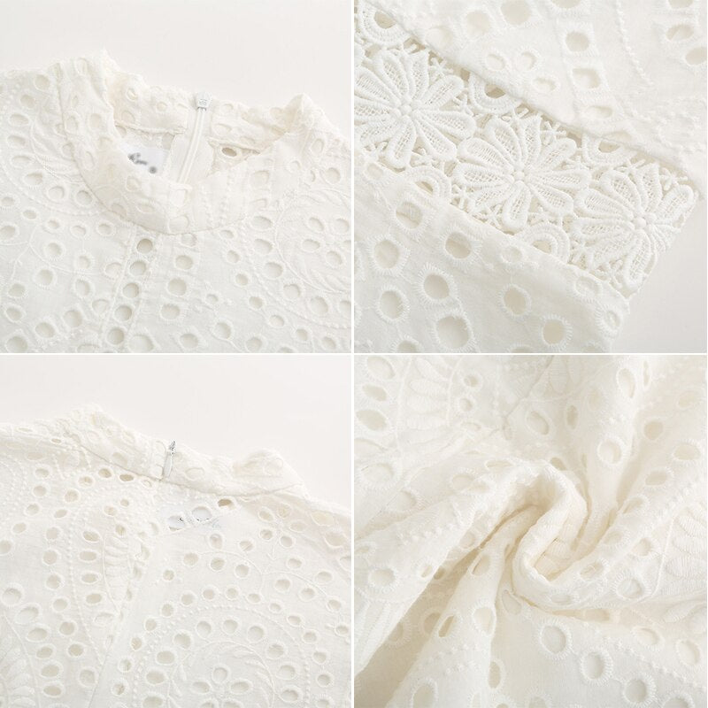 Long Sleeve Ruffle Hollow Out Office Dress