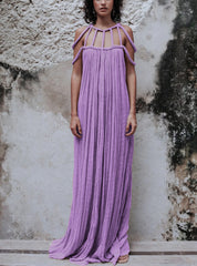 Leisure drawstring multi-color dress for vacation loose fitting dress