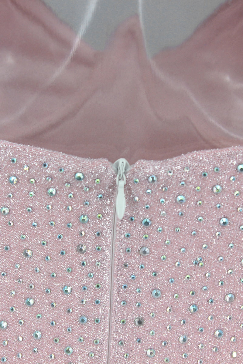 Diamond Reflective Party Dress Women Mini Strapless Backless Sexy Dress Elegant Bodycon Dresses Vestidos