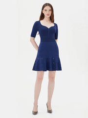 Elegant Dress High Waist A-Line Bandage Dress Solid Classic Sweet Dress