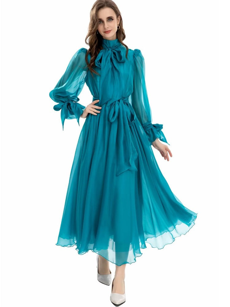 Lake blue flowing dress