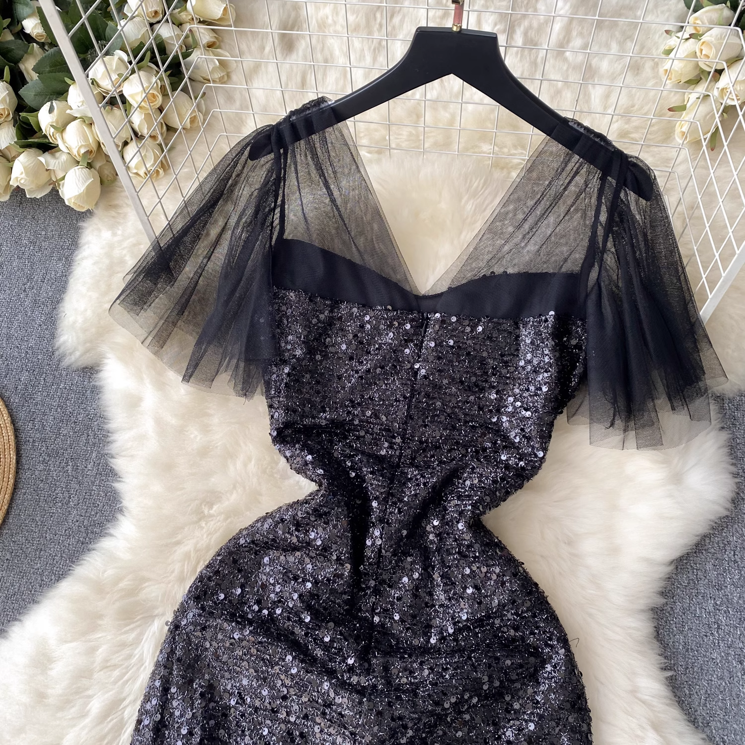 Black Sequins Dress