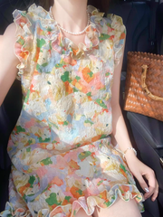 Colorful printed resort style dress