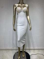 Bandage dress European and American sexy diamond chain halter skirt party party dress