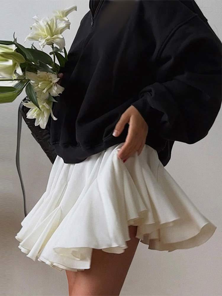 White pleated mini dress fresh mini dress commuting skirt