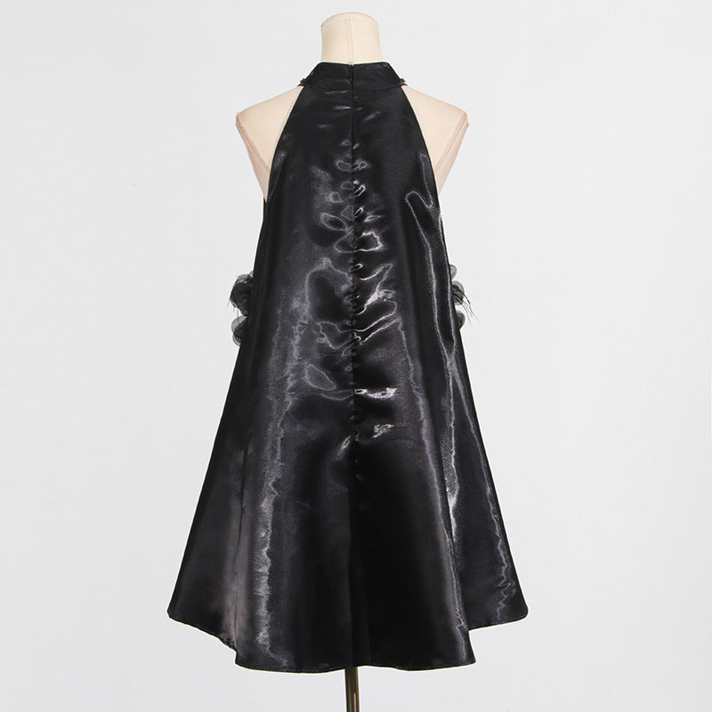 European and American socialite style dress with floral sophistication A-line short skirt