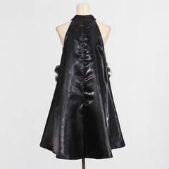 European and American socialite style dress with floral sophistication A-line short skirt